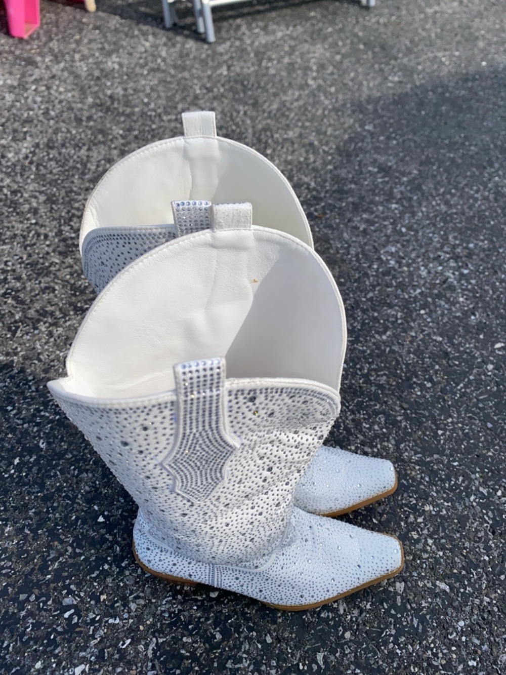 Broabcast 9.5 COWBOY  rhinestone tall boots white NEW UNWORN